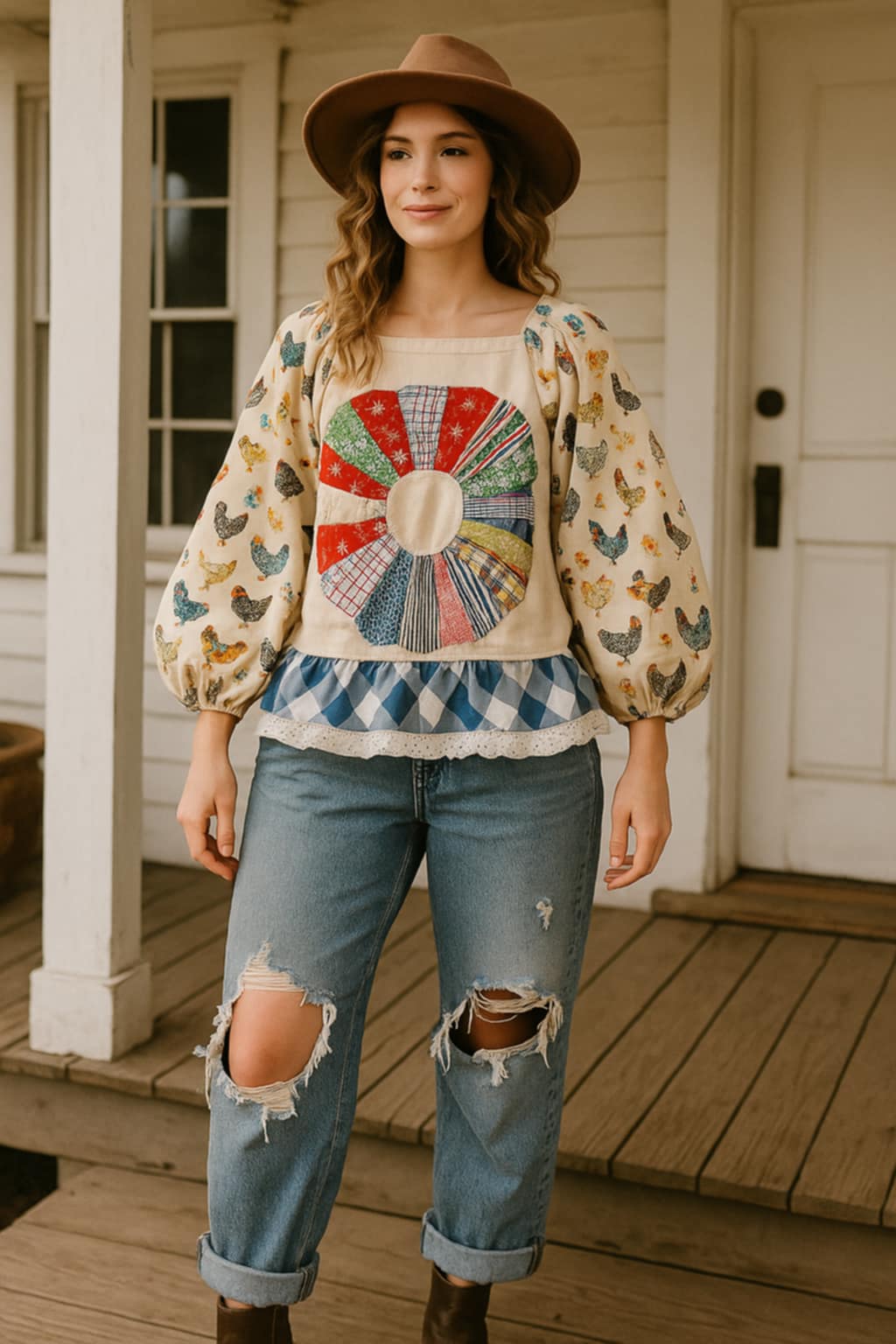 The Old Quilt Blouse Made with Vintage Fabric Size S-L