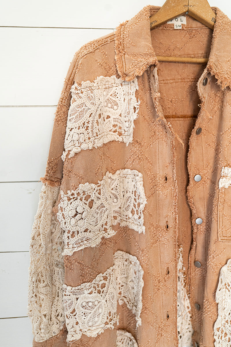 Rustic Romance Vintage Lace Patchwork Shacket