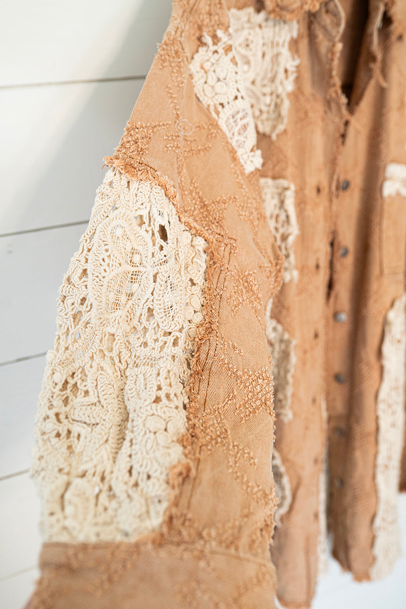 Rustic Romance Vintage Lace Patchwork Shacket