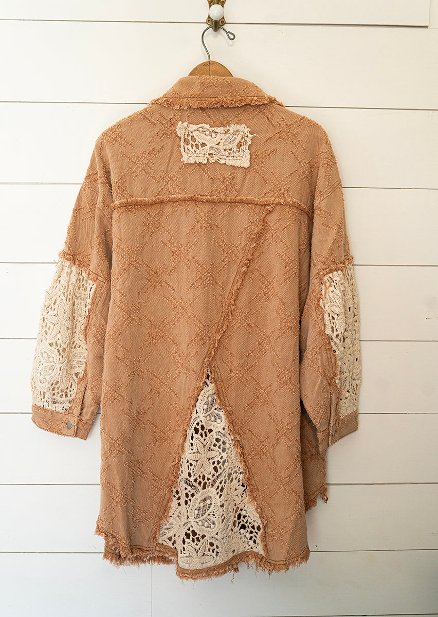 Rustic Romance Vintage Lace Patchwork Shacket