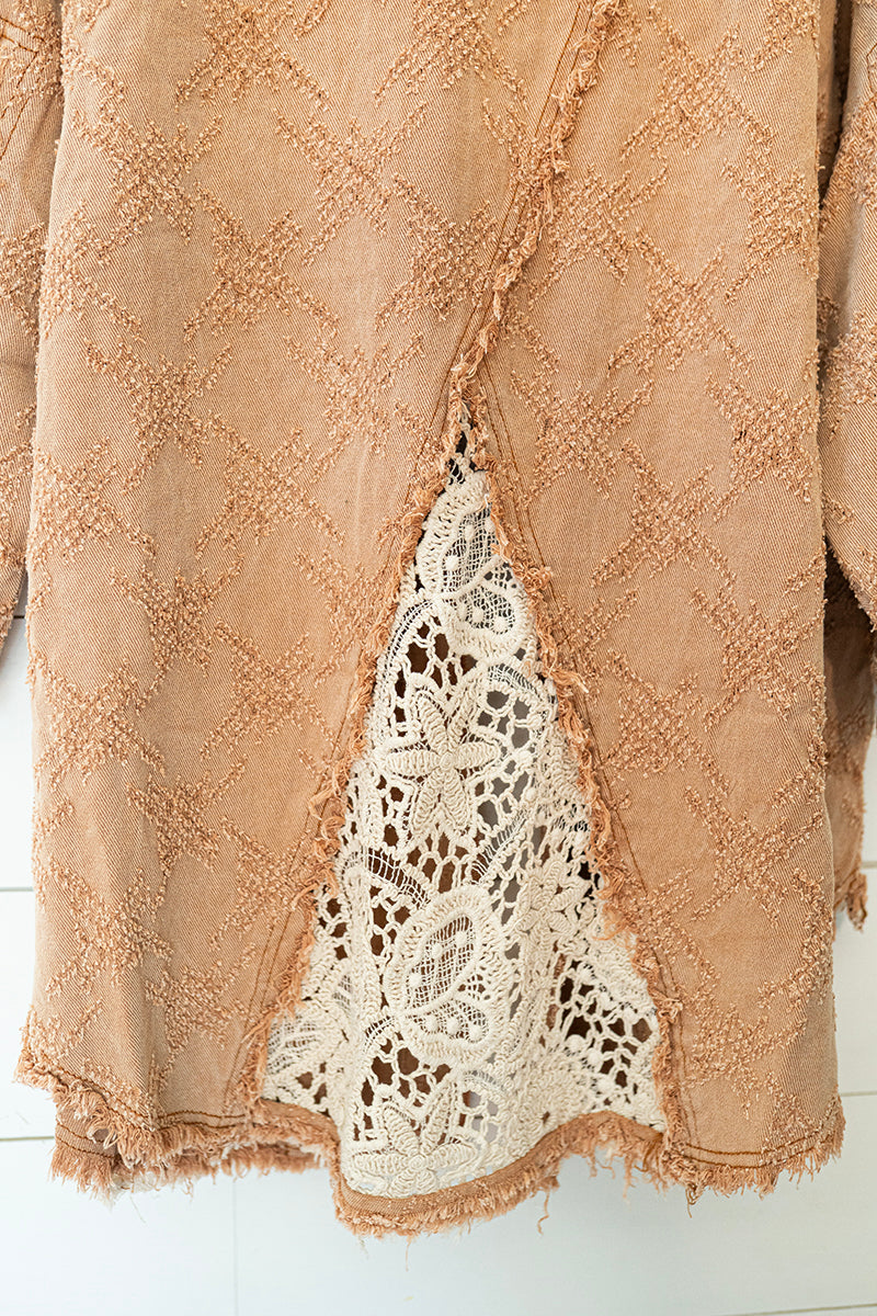 Rustic Romance Vintage Lace Patchwork Shacket