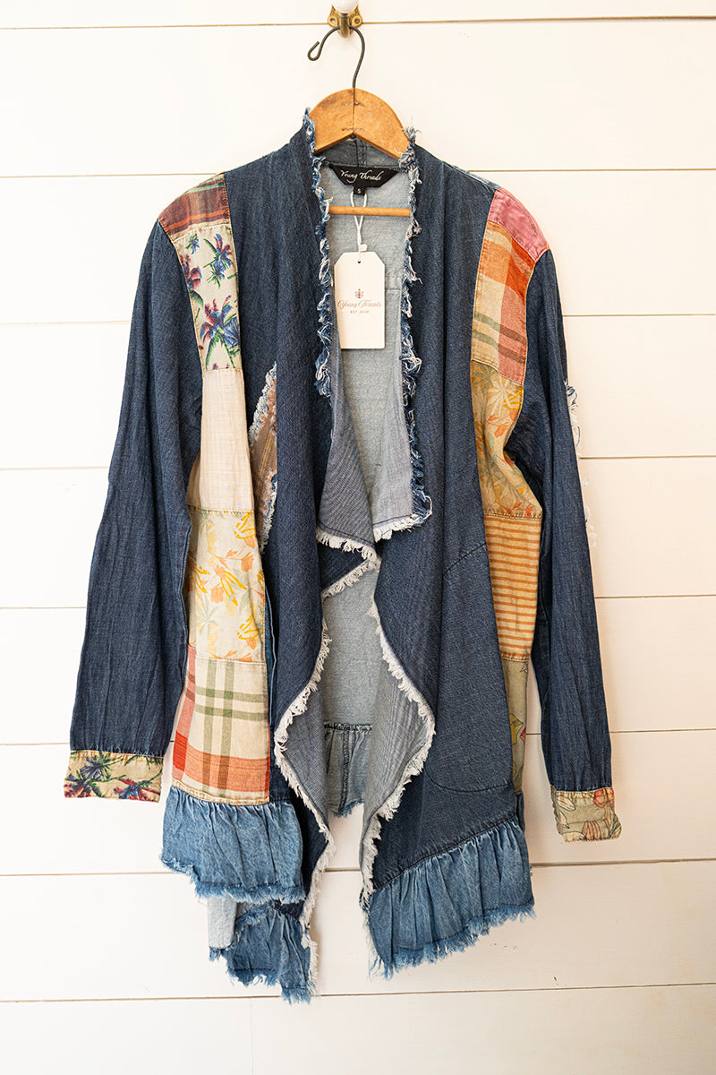 Autumn Meadow Patchwork Denim Cardigan