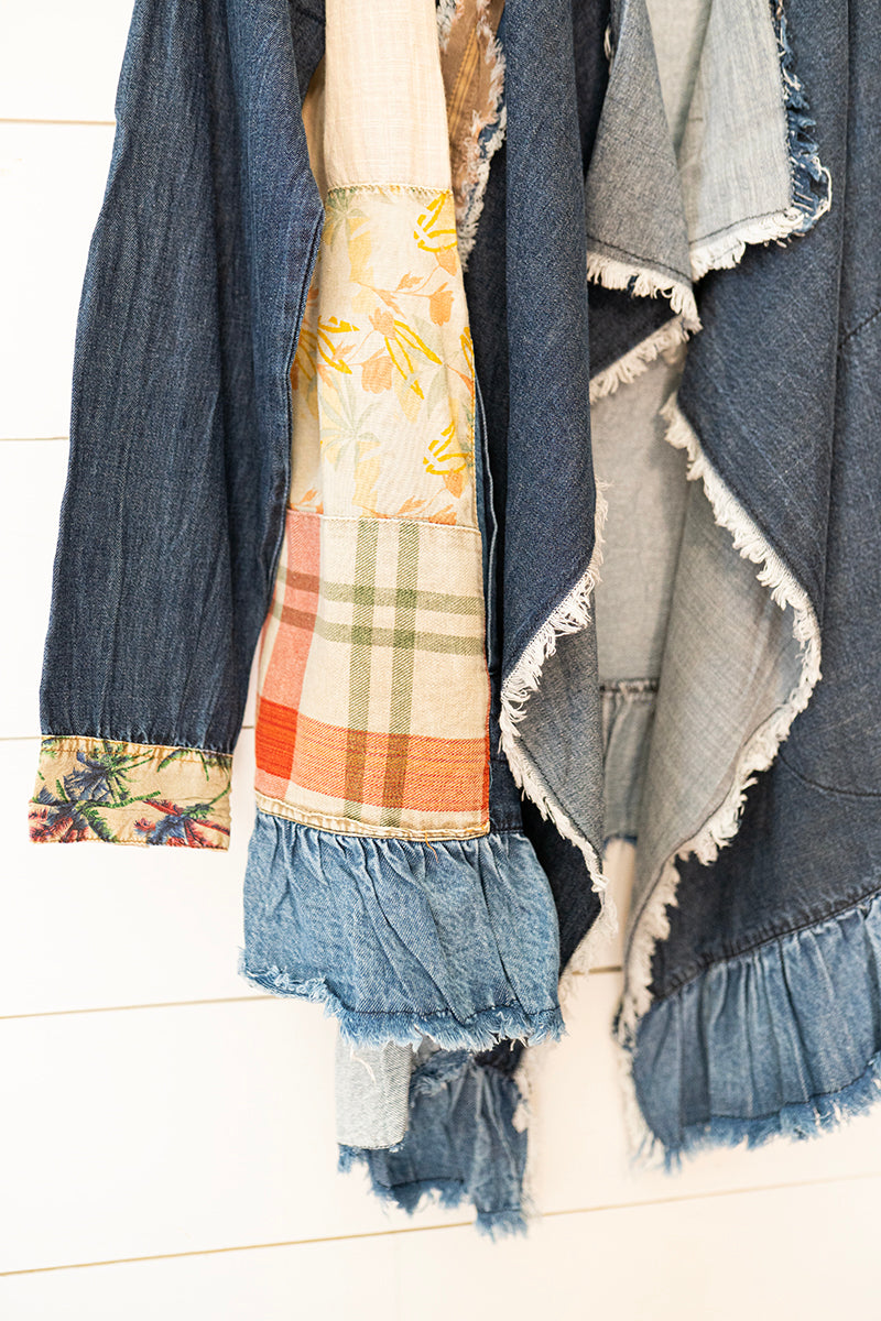 Autumn Meadow Patchwork Denim Cardigan