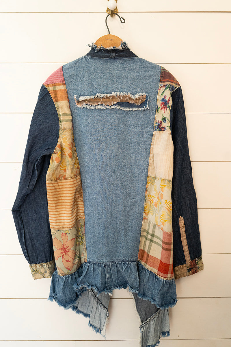 Autumn Meadow Patchwork Denim Cardigan