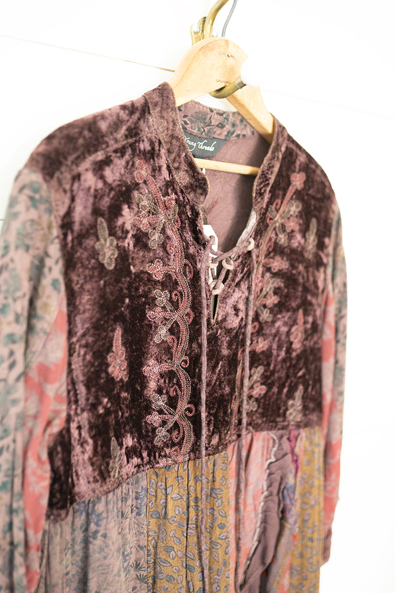 Gypsy Rose Velvet & Patchwork Maxi Dress